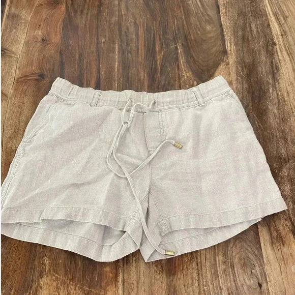 Michael Michael Kors Tan Linen Tie Waist Paperbag Shorts Size 4 - Picture 1 of 4